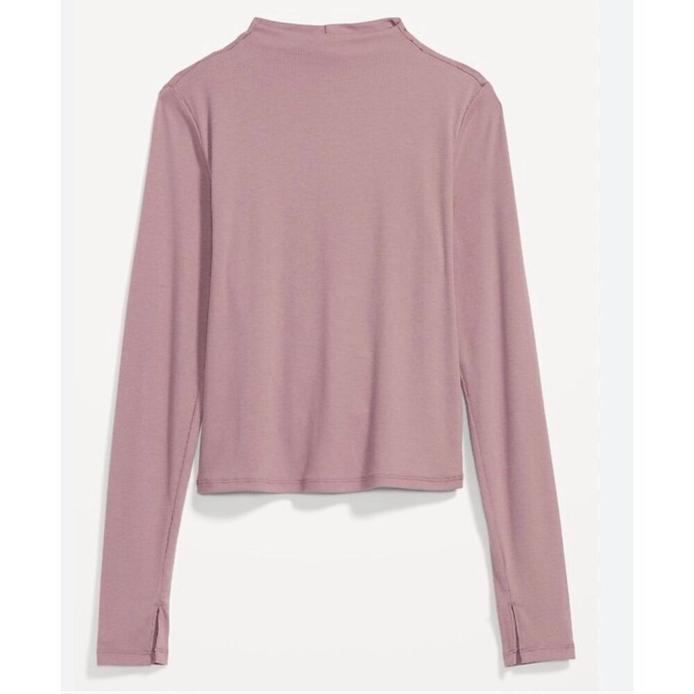 Old Navy ultra lite reversible pink ribbed knit mock neck top side xl